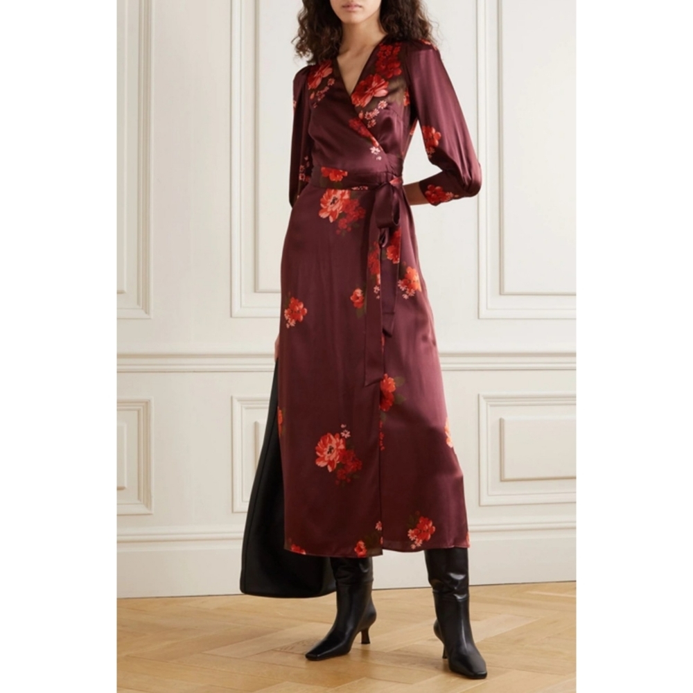 Reformation | Merrick Silk Floral Dress in Azusa Size Medium Flawed